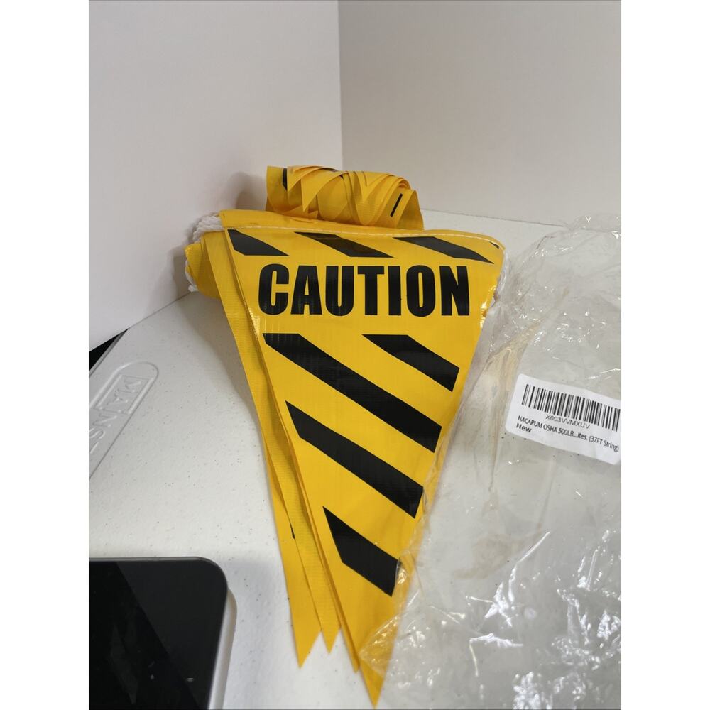 Caution String Pennant Flags 37 ft for Rooftop Hazardous Area Warning